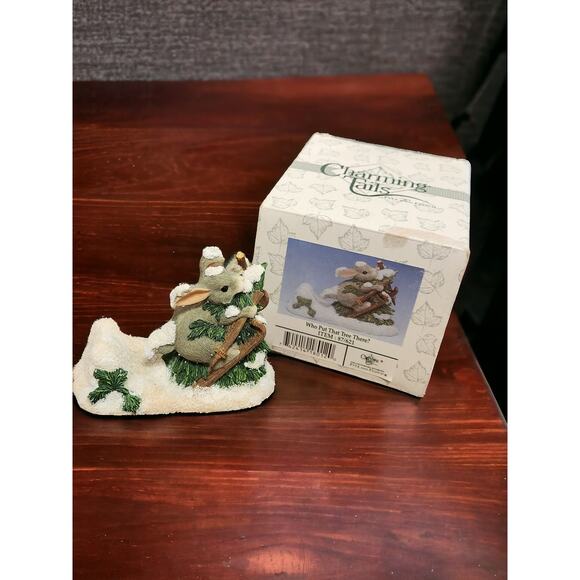 Charming Tails Fitz and Floyd Skiing Mouse Figurine "Who Put That Tree There?" - Picture 1 of 11